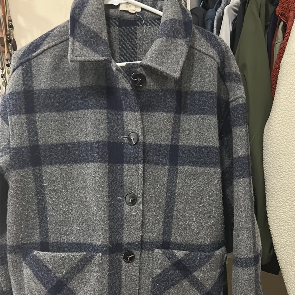 Gray and Blue Plaid Coat
